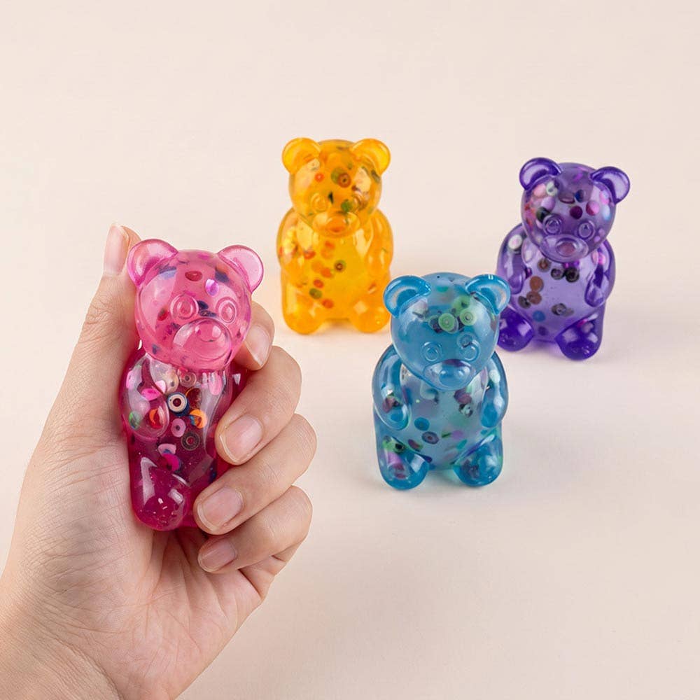 Glitter Gummy Bear Squeeze Squishy Stress Relief Toy