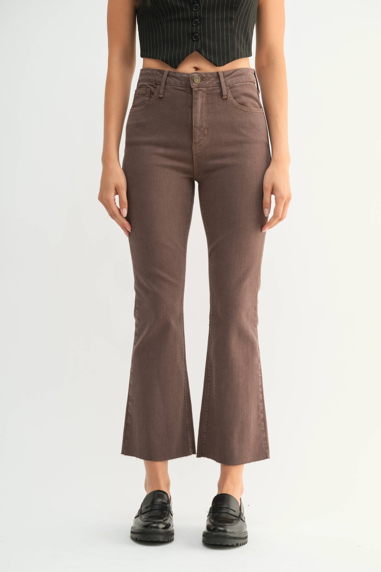 VINTAGE BRWN - High Rise Tonal Crop Flare