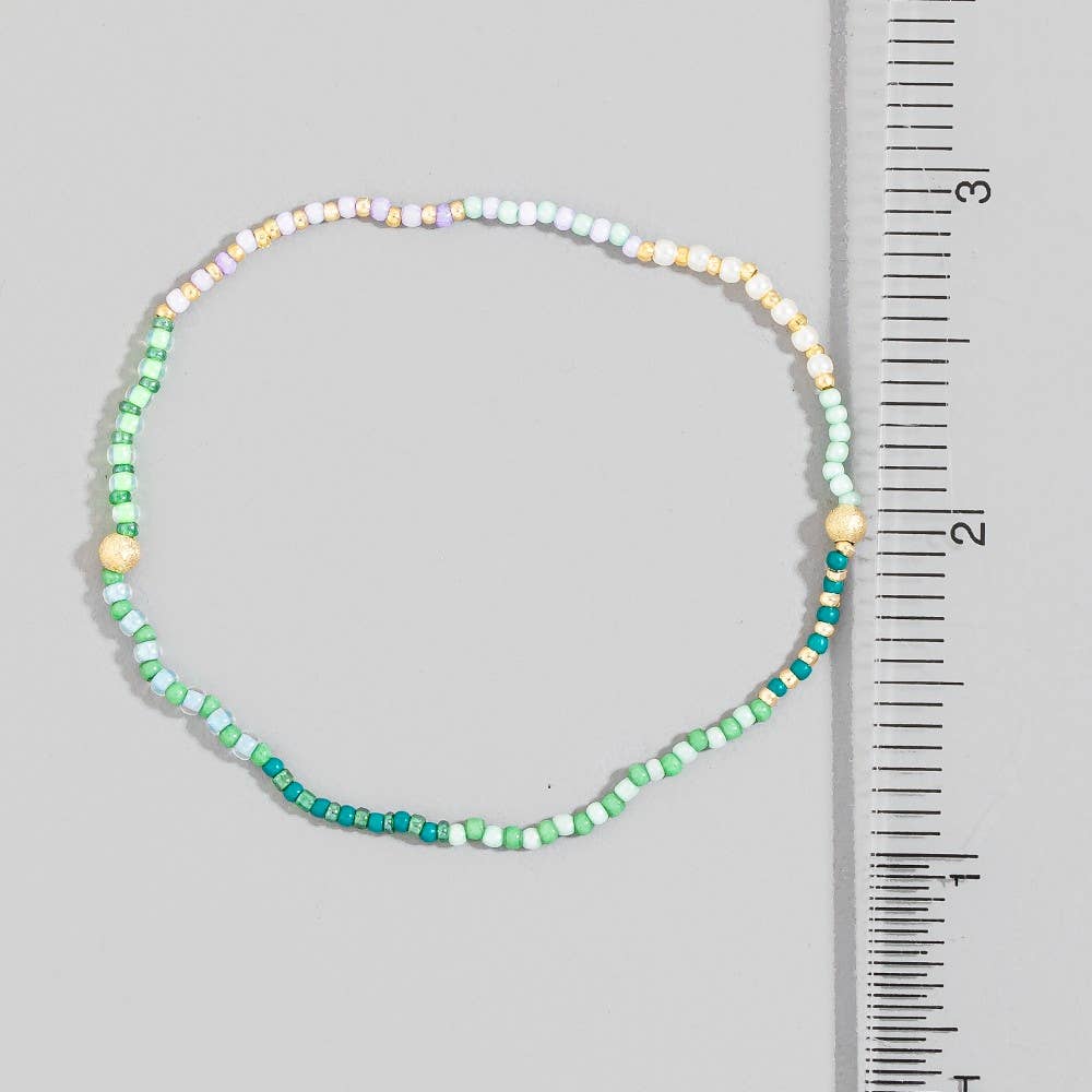 Green Tones Mini Beaded Bracelet