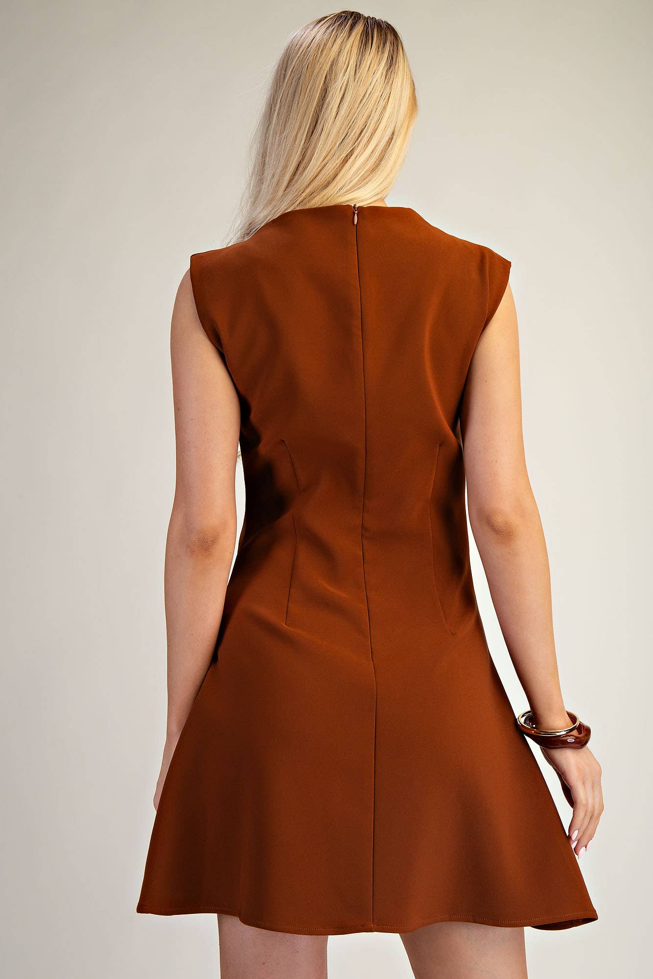 Gathered Boat Neck Mini Dress