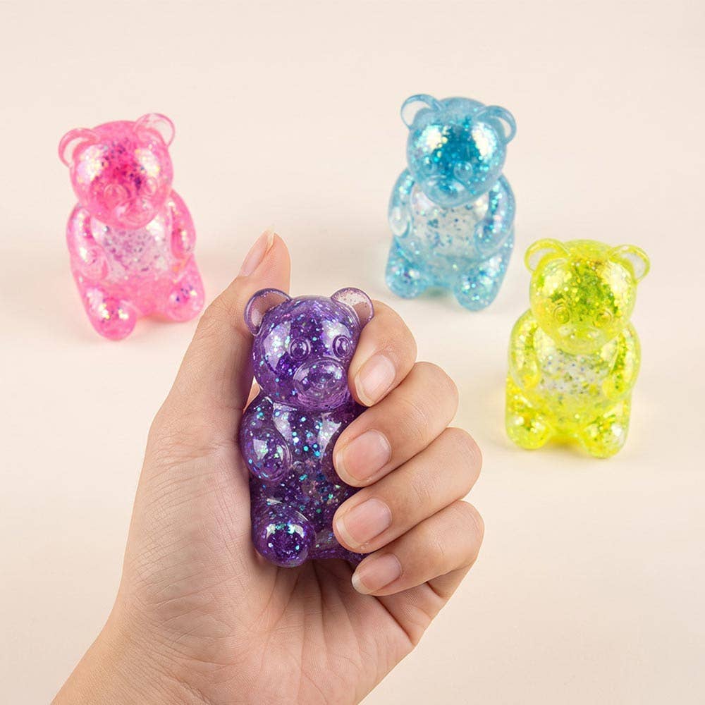 Glitter Gummy Bear Squeeze Squishy Stress Relief Toy