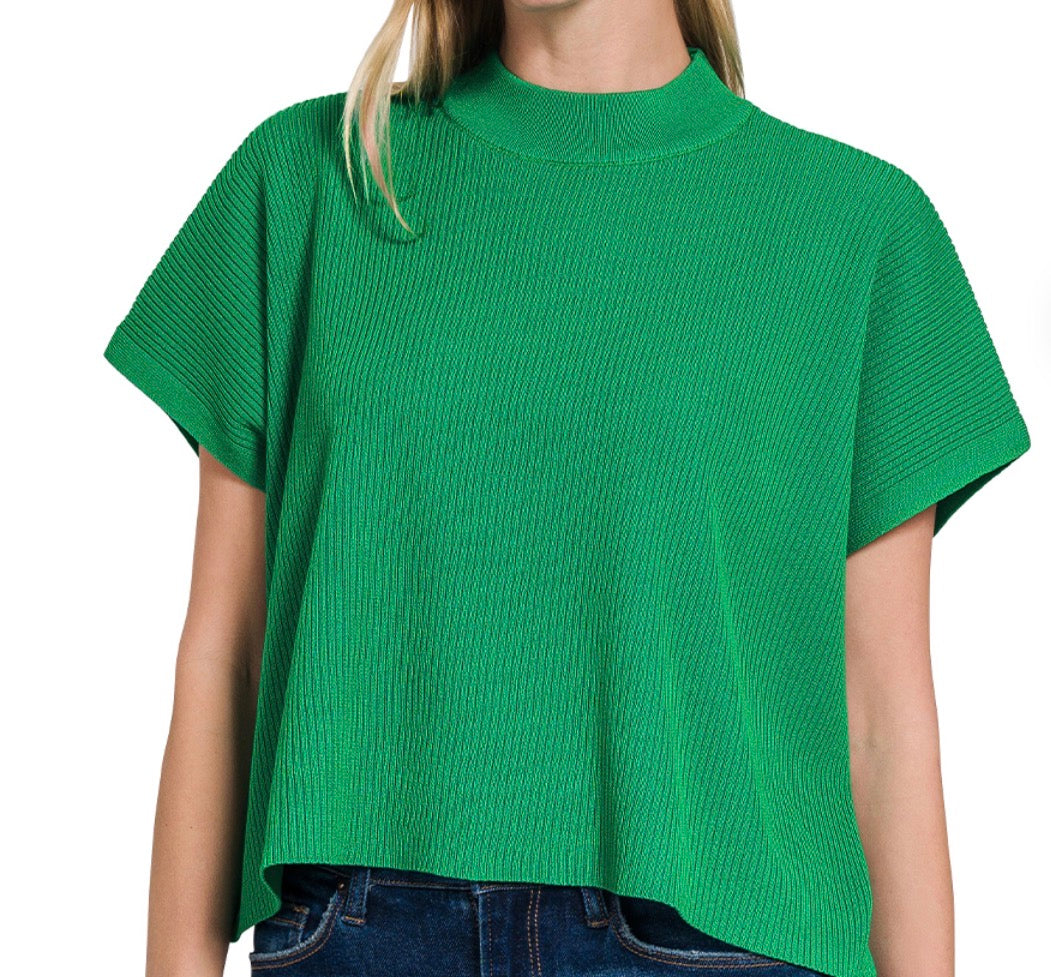 Ribbed Mock Neck - short
