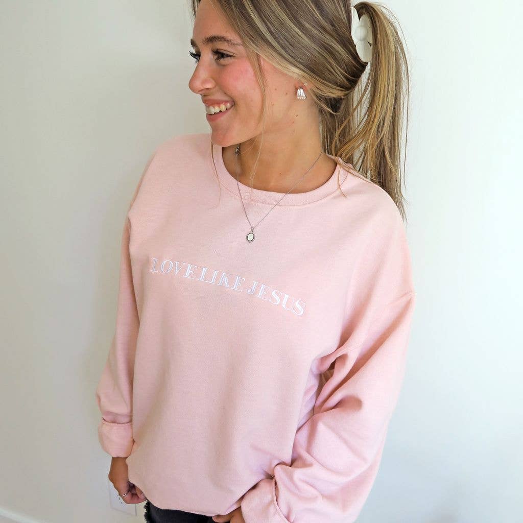 LOVE LIKE JESUS Embroidered Sweatshirt