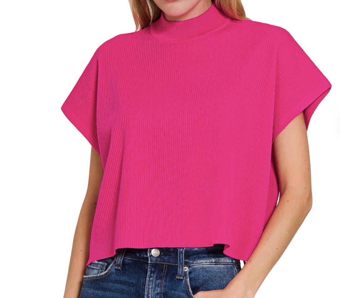 Ribbed Mock Neck - short