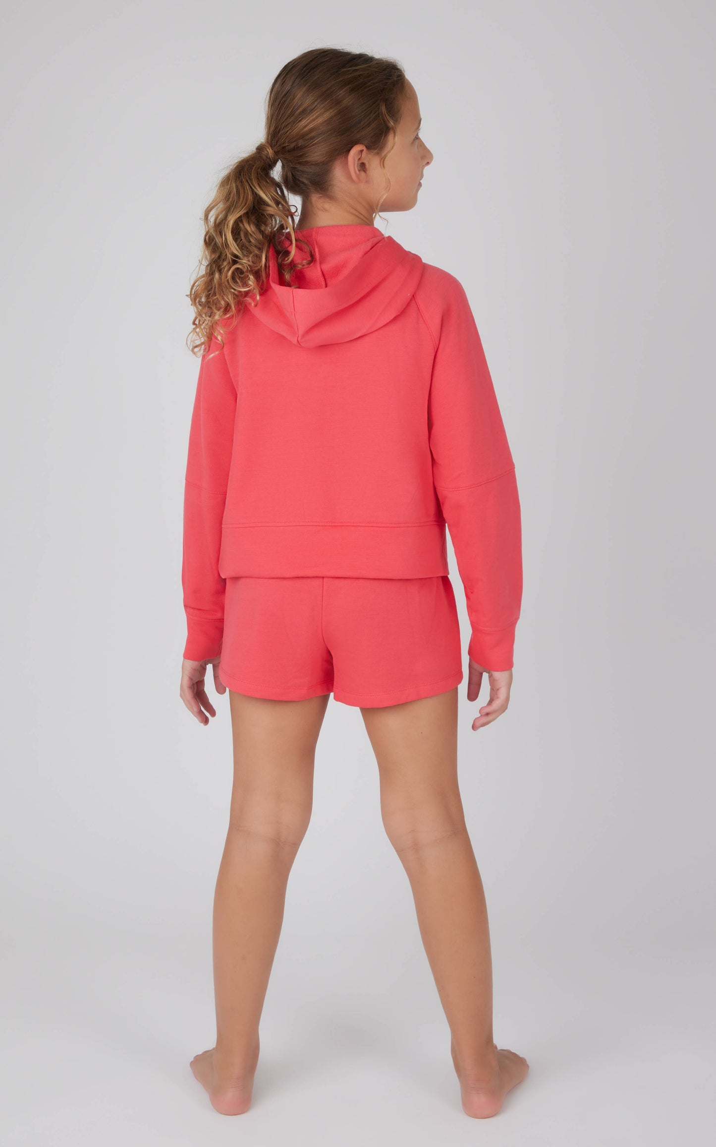 Girls Terry Brushed Half Zip Hoodie and Short - Set