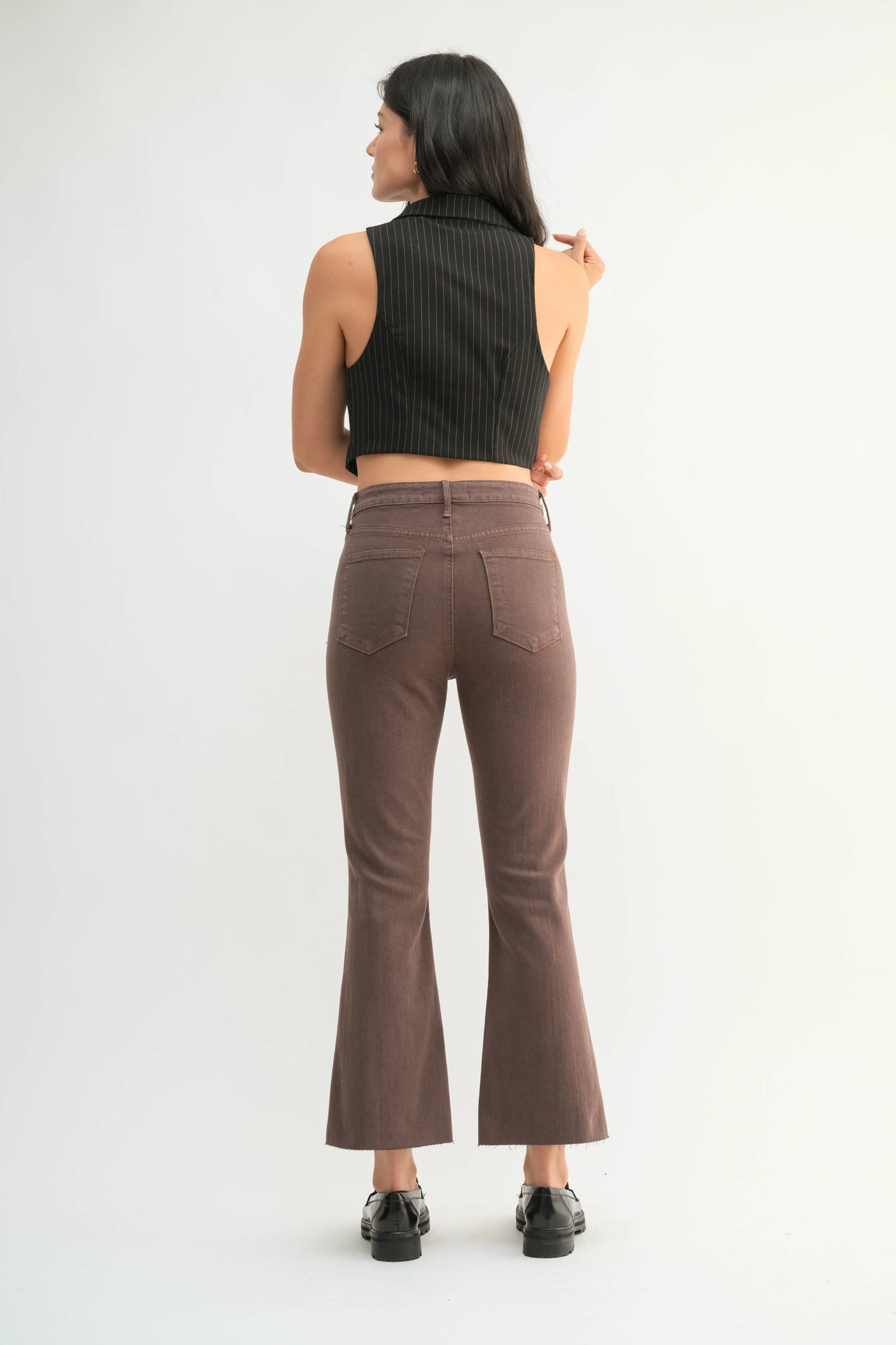 VINTAGE BRWN - High Rise Tonal Crop Flare