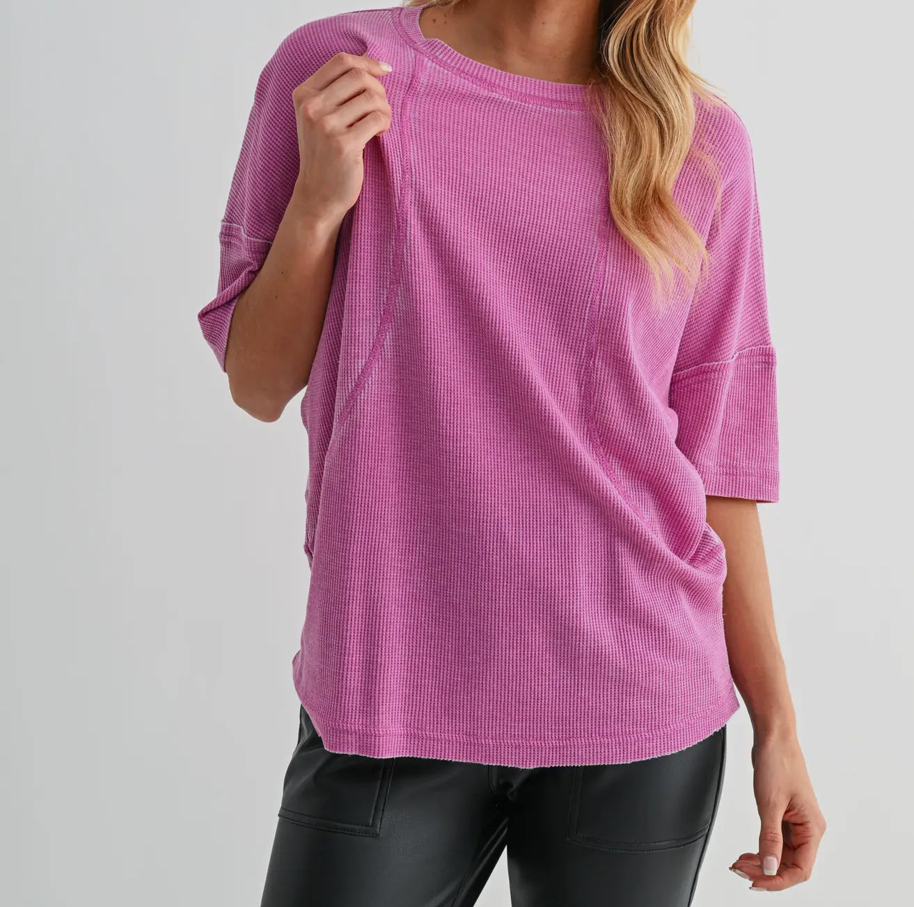 Cotton Blend Mineral Wash Waffle Short Sleeve Tee