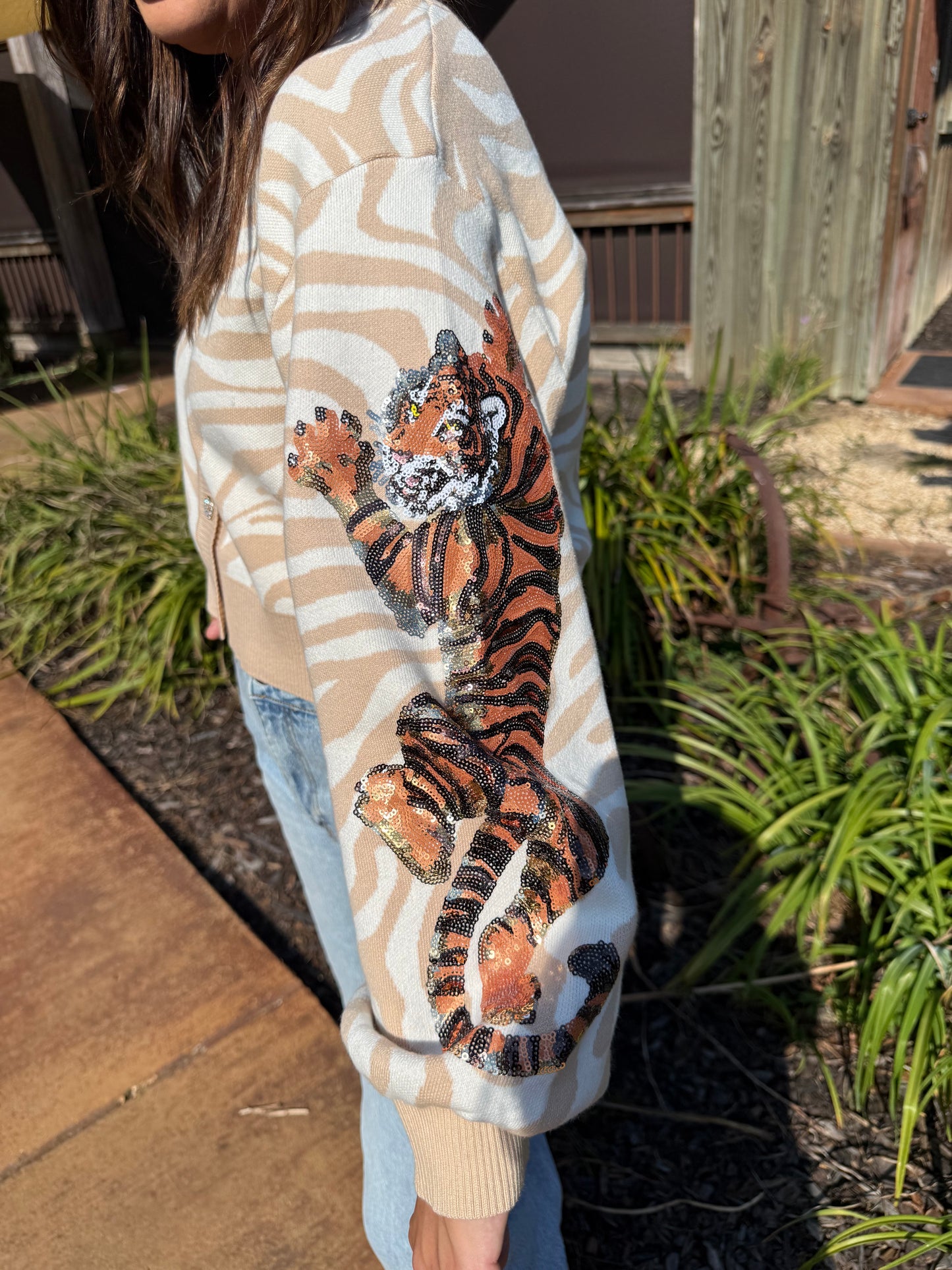 Queen of Sparkles Tiger on Tiger Cardigan