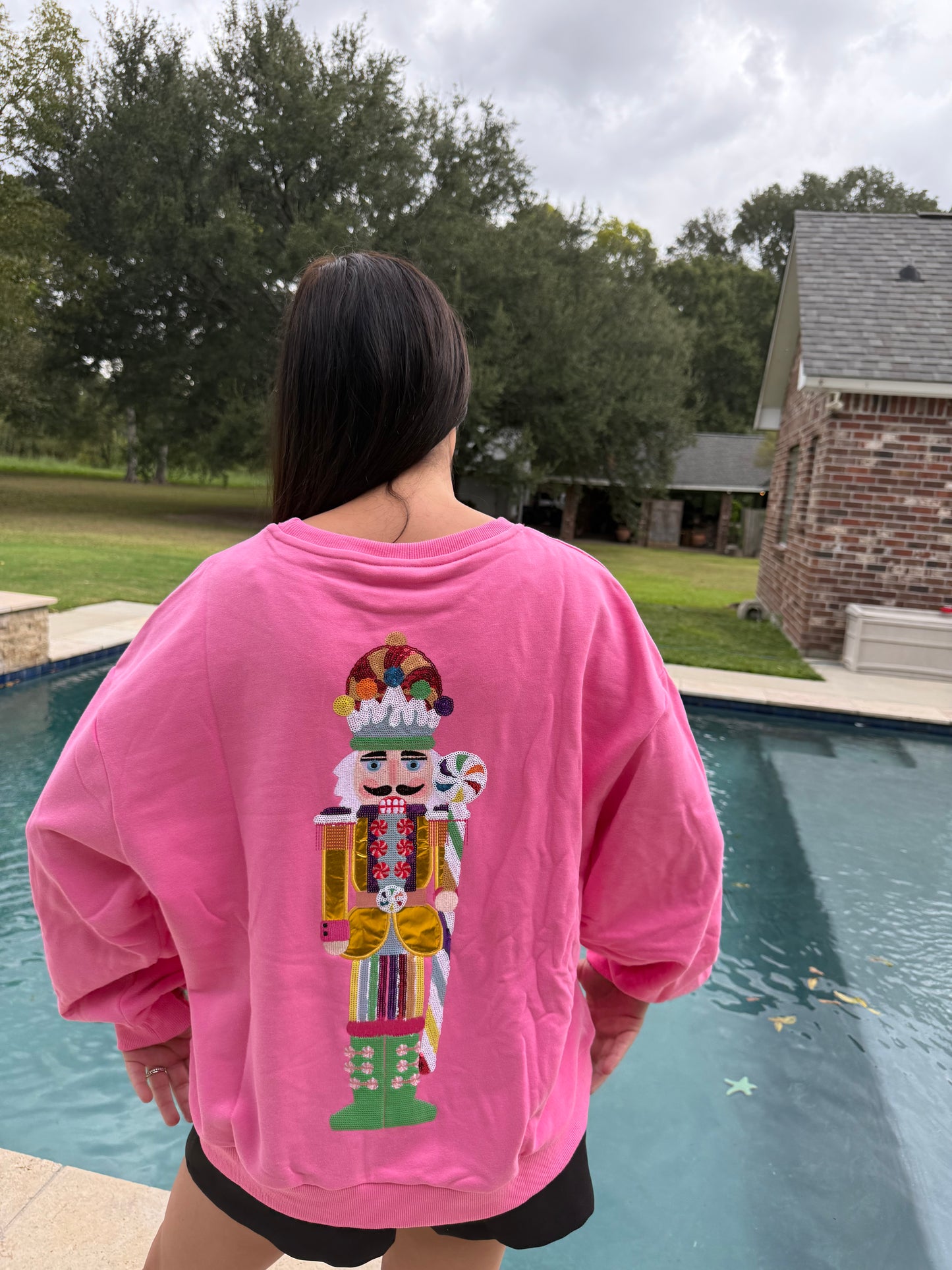 QUEEN OF SPARKLES Pink Candyland Nutcracker Sweatshirt
