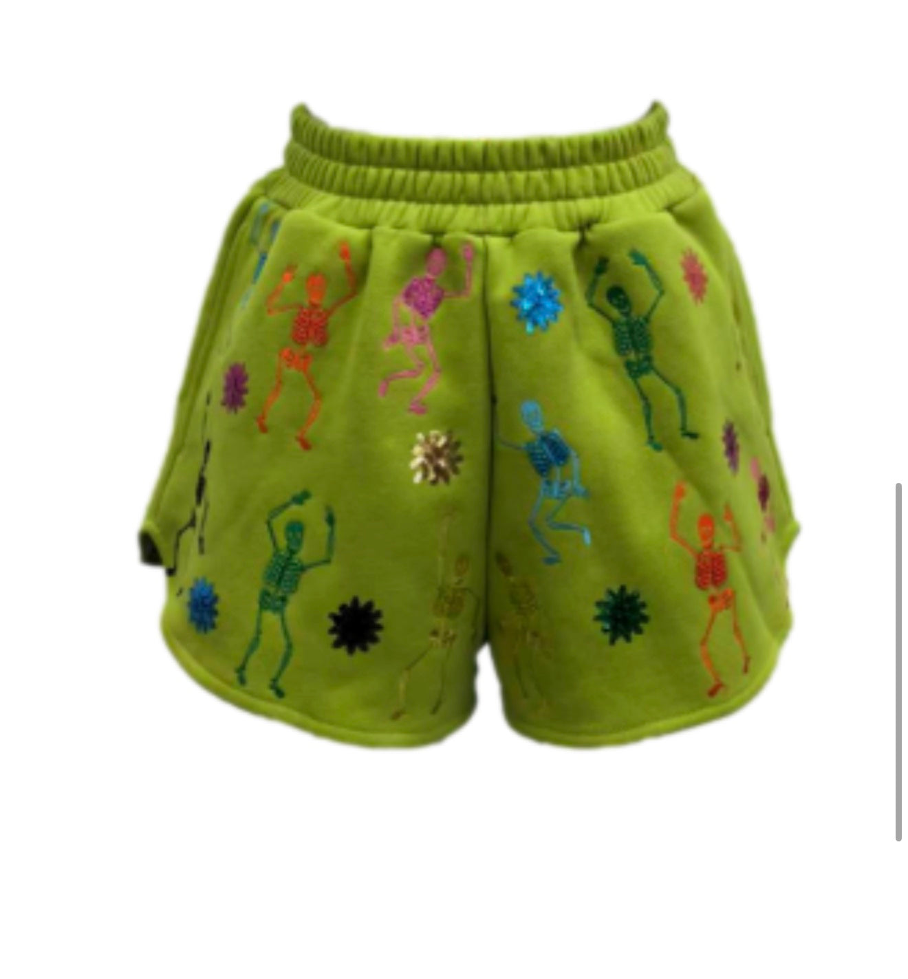 QOS Lime Green Multi Skeleton Short
