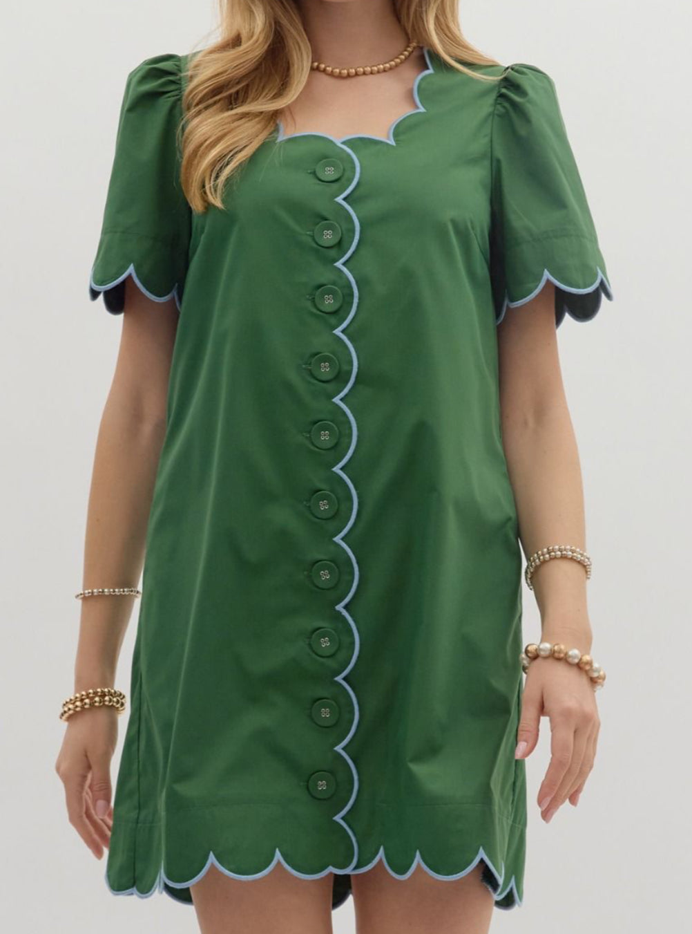 Clover Charm Scallop Dress