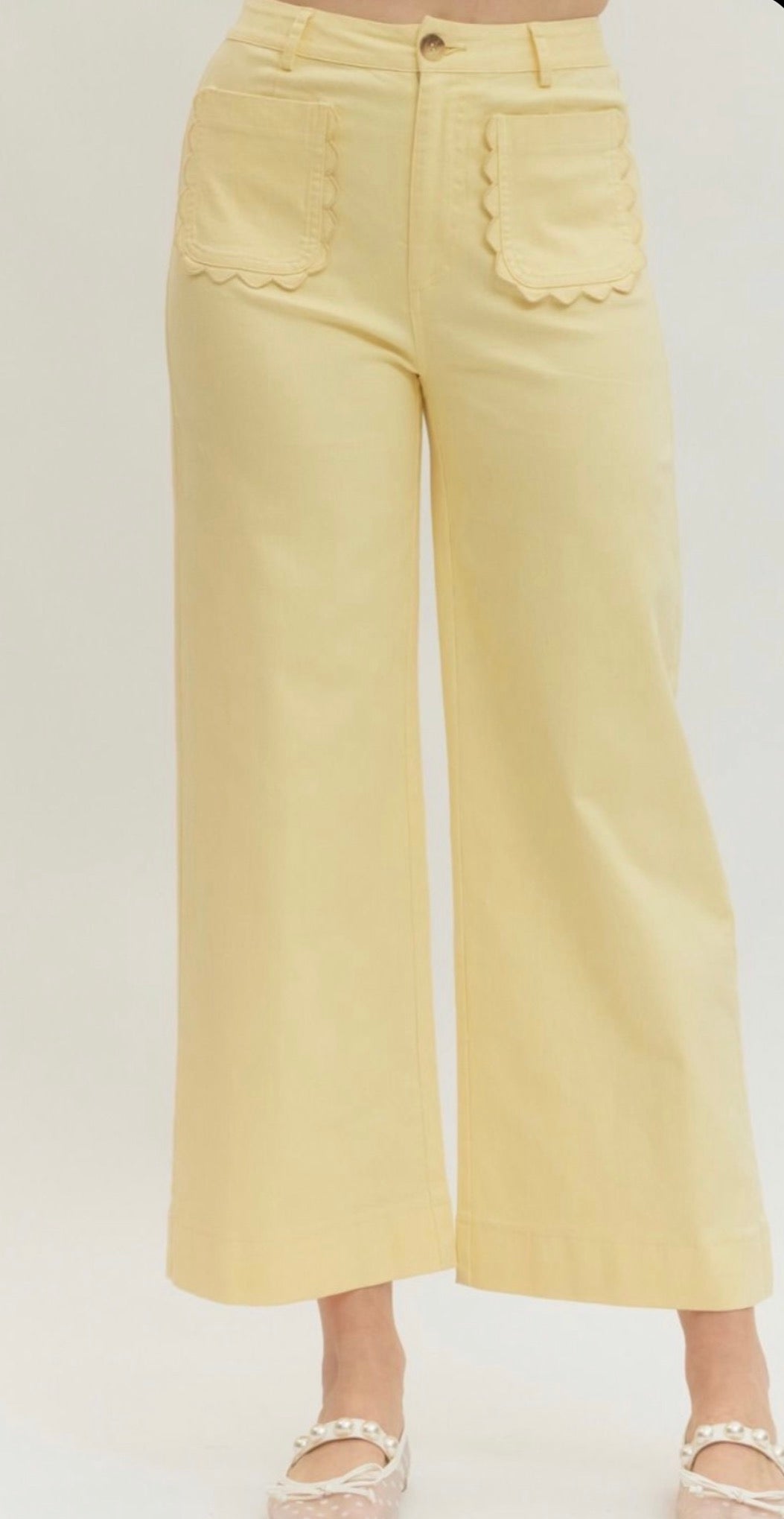 Scallop Pocket Yellow Pant