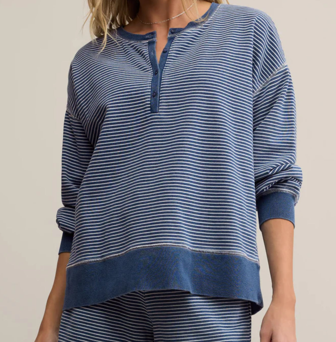 Apollo Knit Denim Striped Sweatshirt