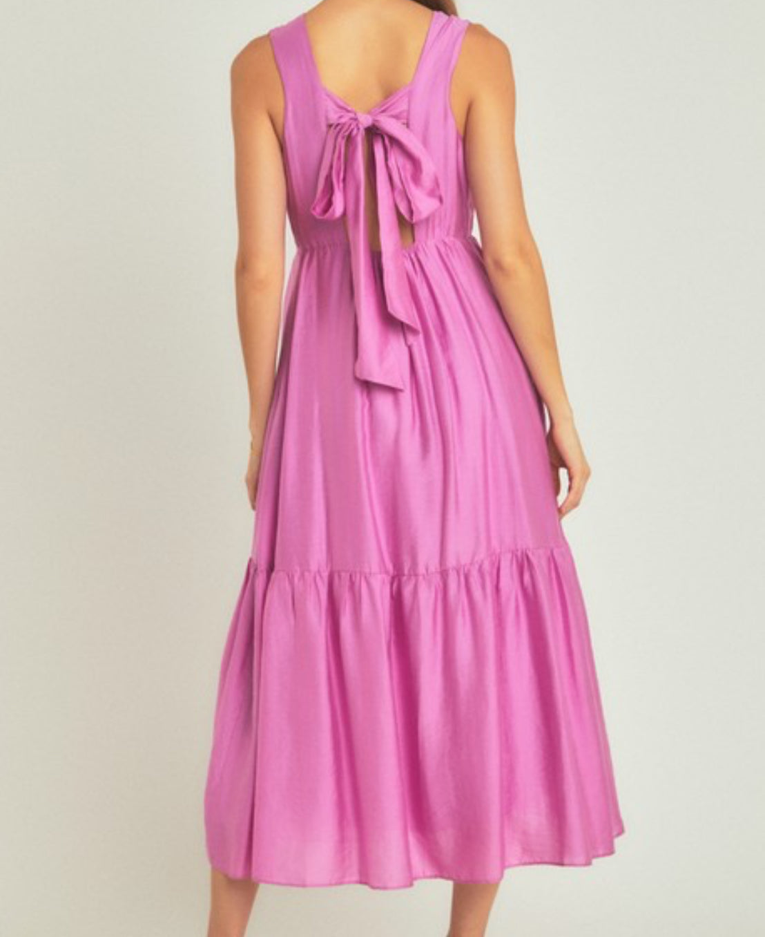 Button and Bow Detail Dress