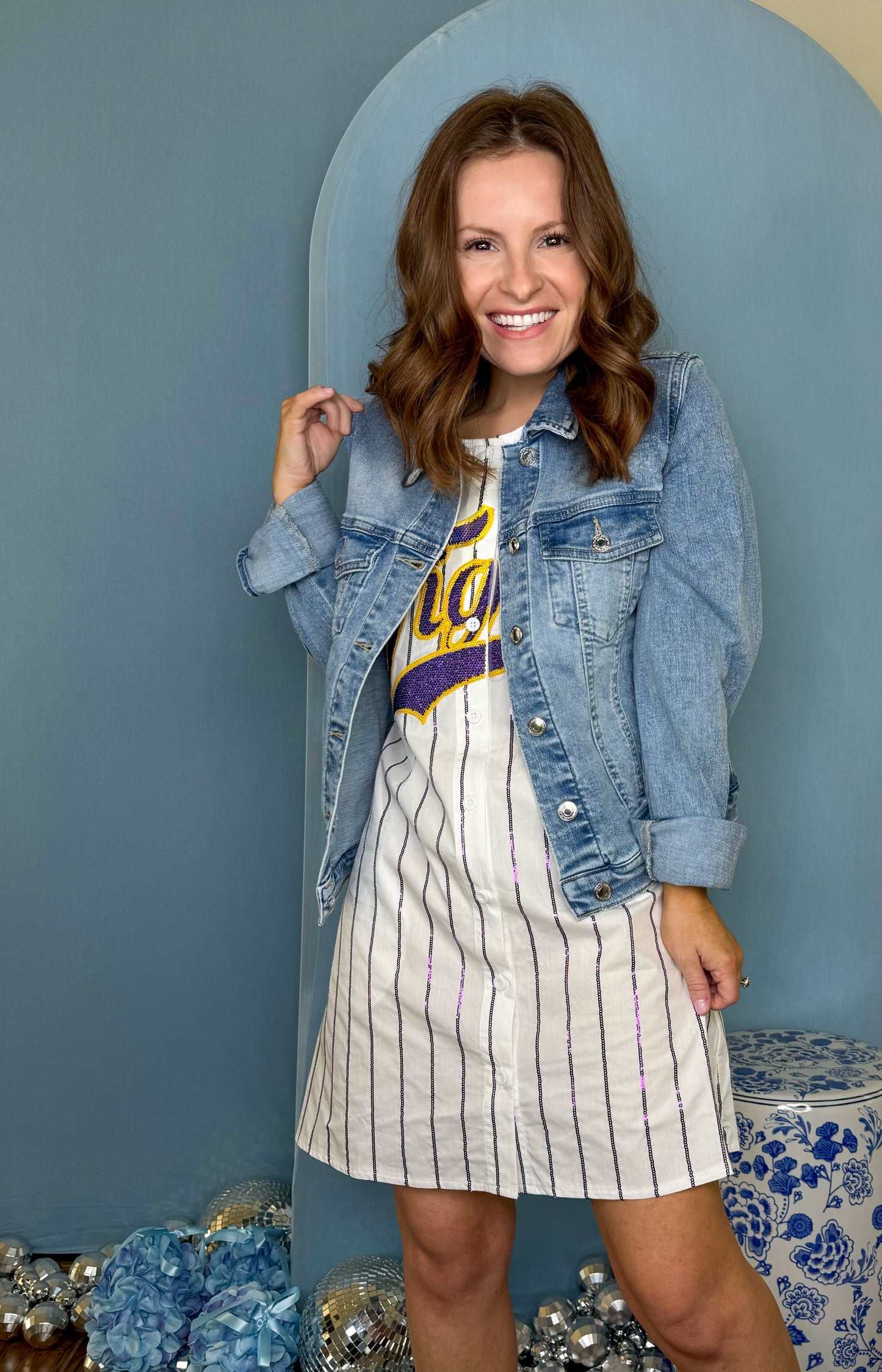 Licensed LSU Striped Cotton Baseball Tank Dress
