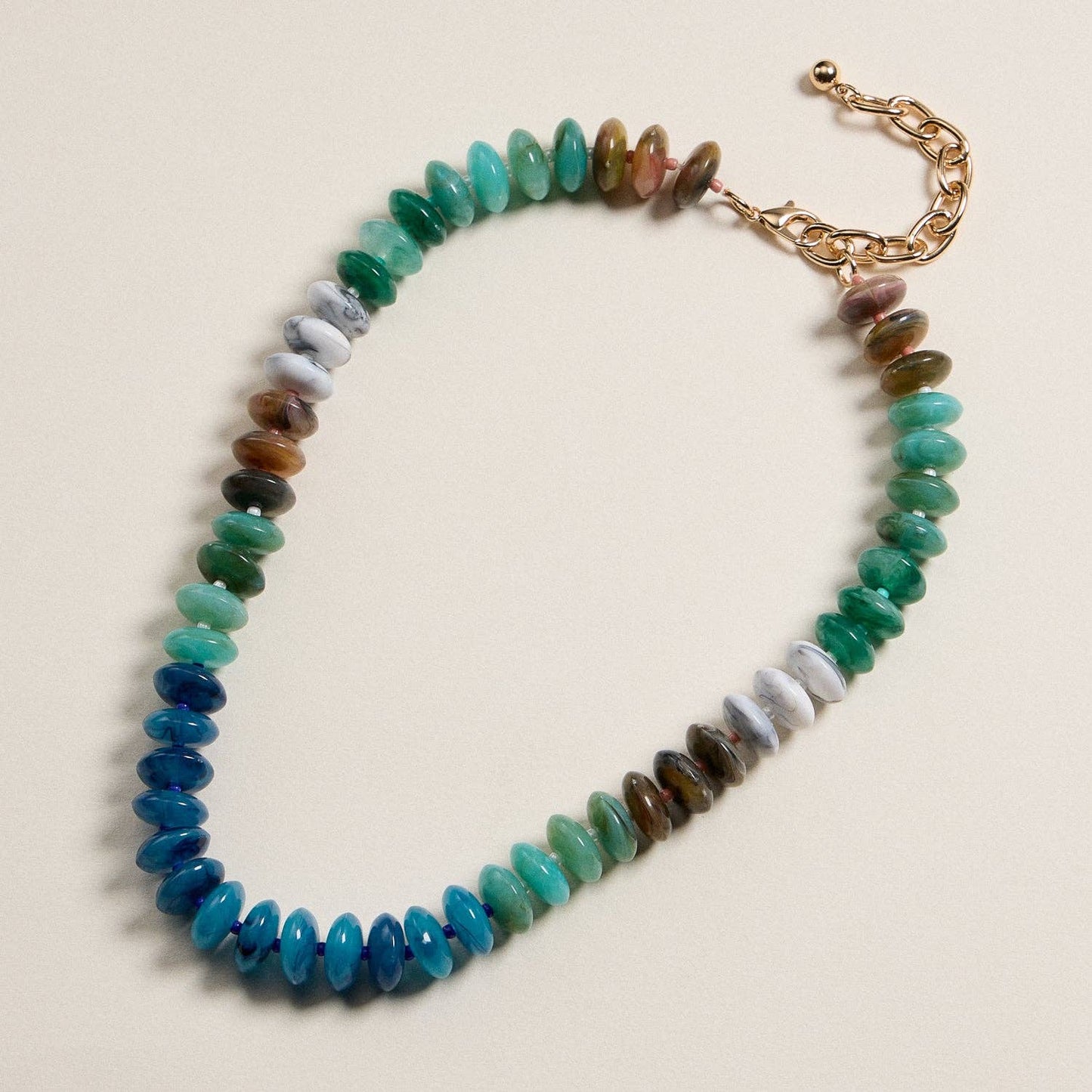 Ombre Resin Bead Necklace with Oval Disk Shapes