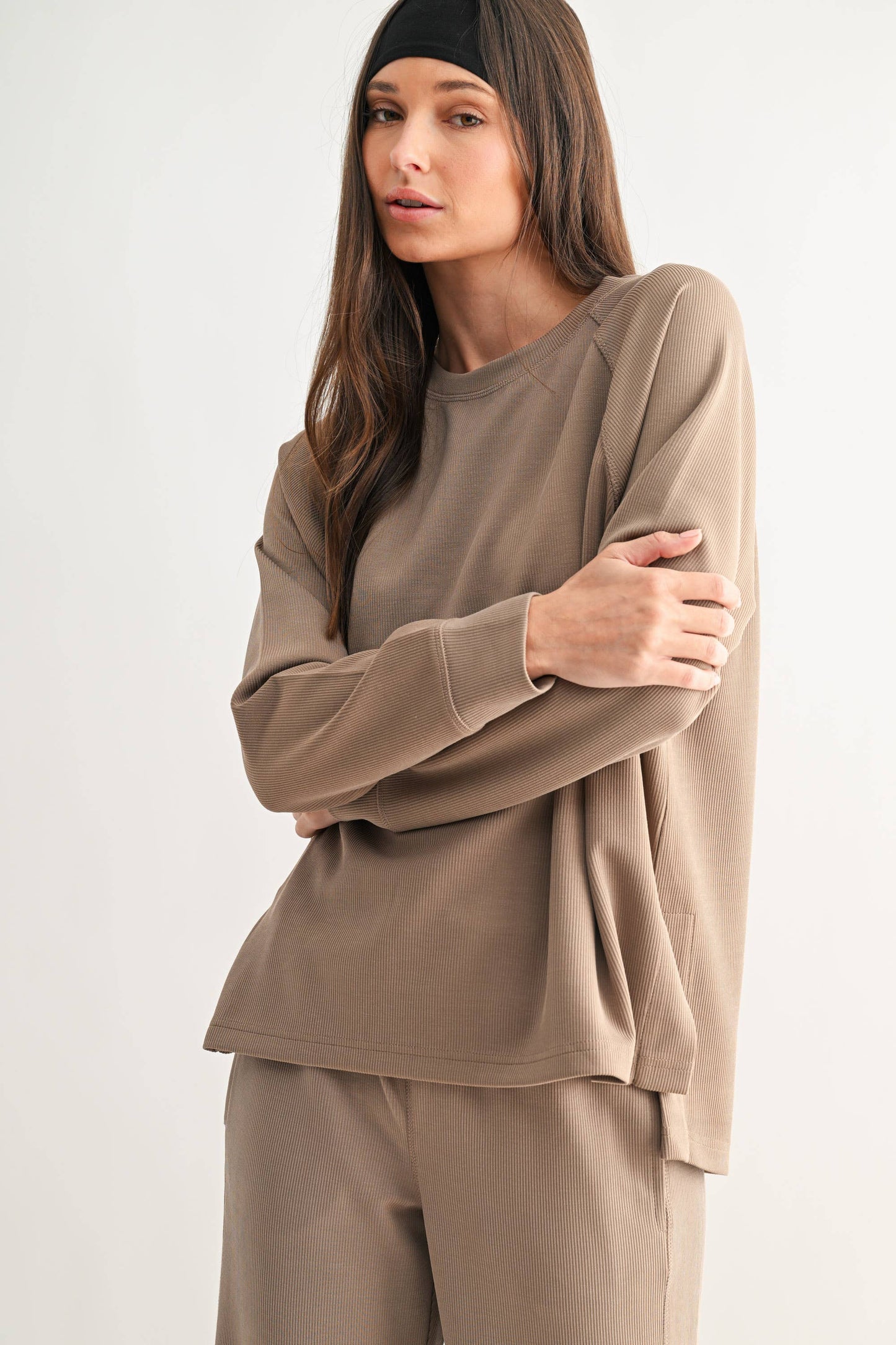 Luxe Sand Wash Rib Raglan Tee