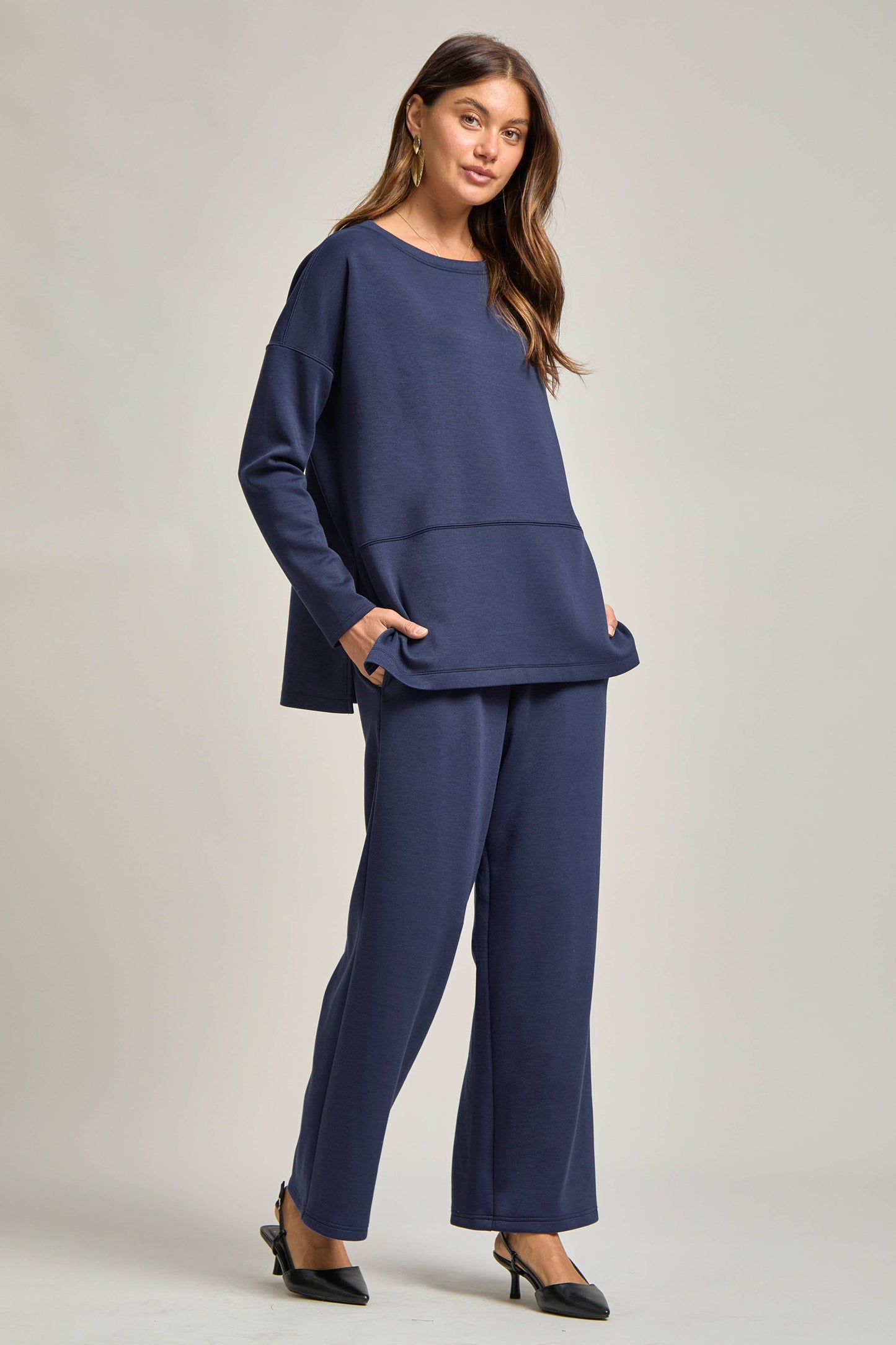 Tunic Top + Straight Pants Travel Modal Set