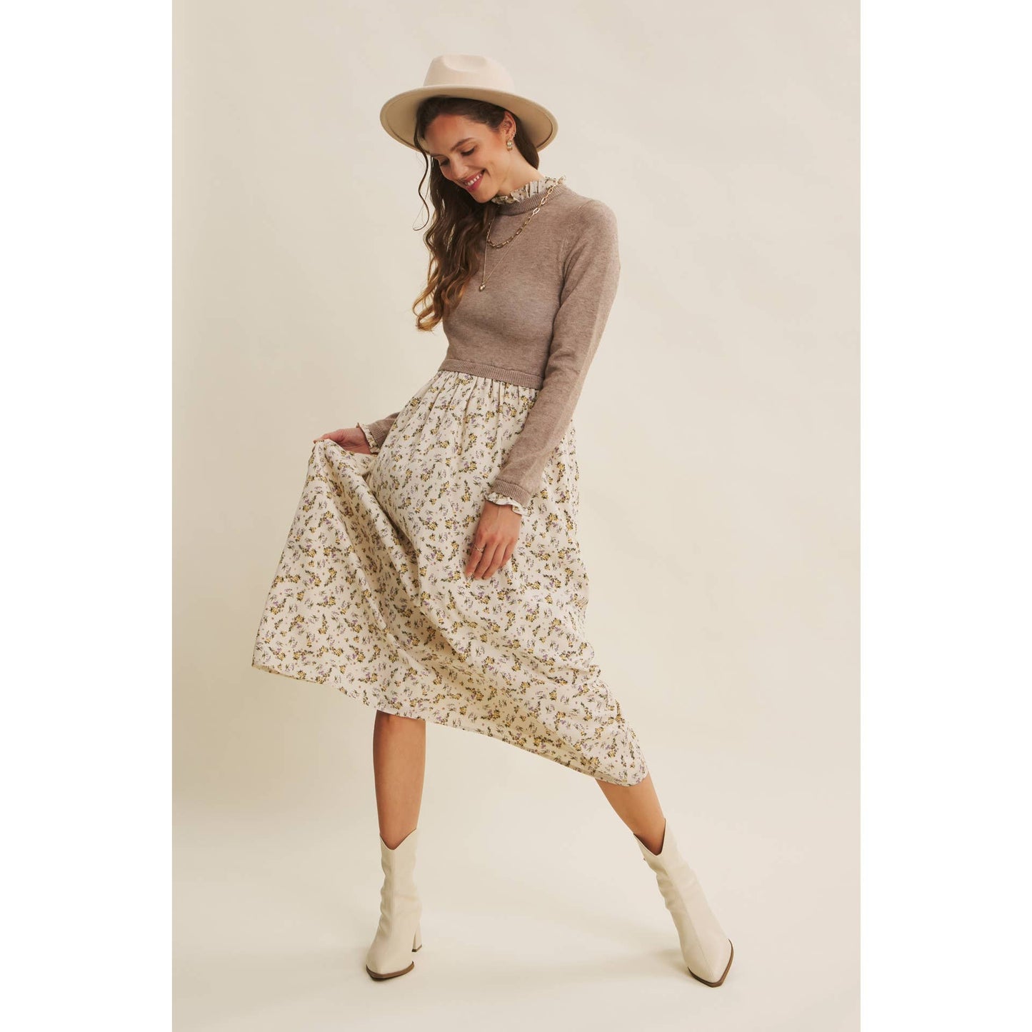 SWEET AND SOFT TO TOUCH RUFFLED TWOFER SWEATER DRESS