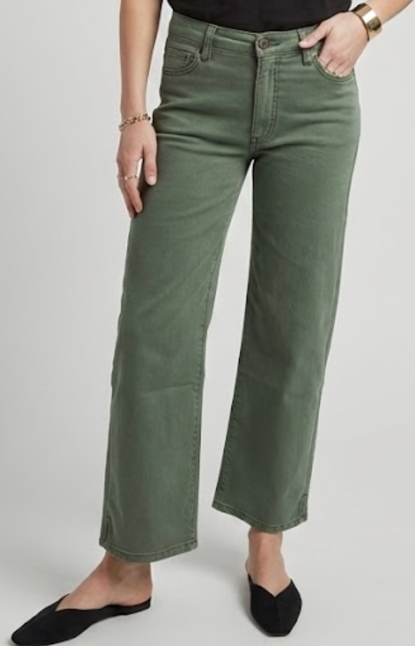 Aberdeen Ankle Crop High Rise Jean, Olive Green Twill