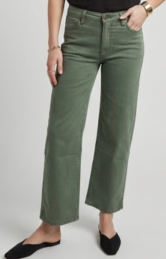 Aberdeen Ankle Crop High Rise Jean, Olive Green Twill