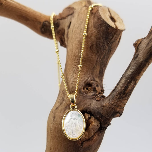Mother of Pearl Mary Necklace
