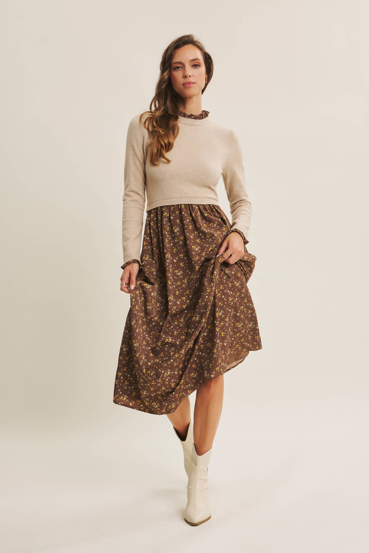 SWEET AND SOFT TO TOUCH RUFFLED TWOFER SWEATER DRESS