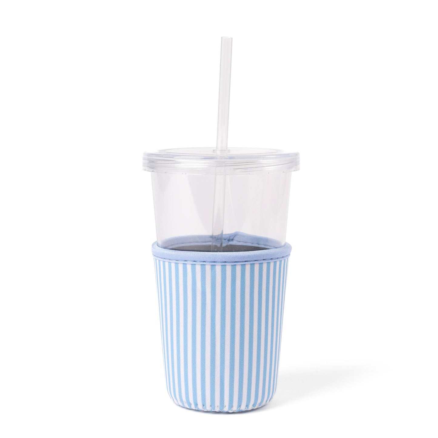 Blue Stripes Drink Sleeve, Iced Coffee Koozie
