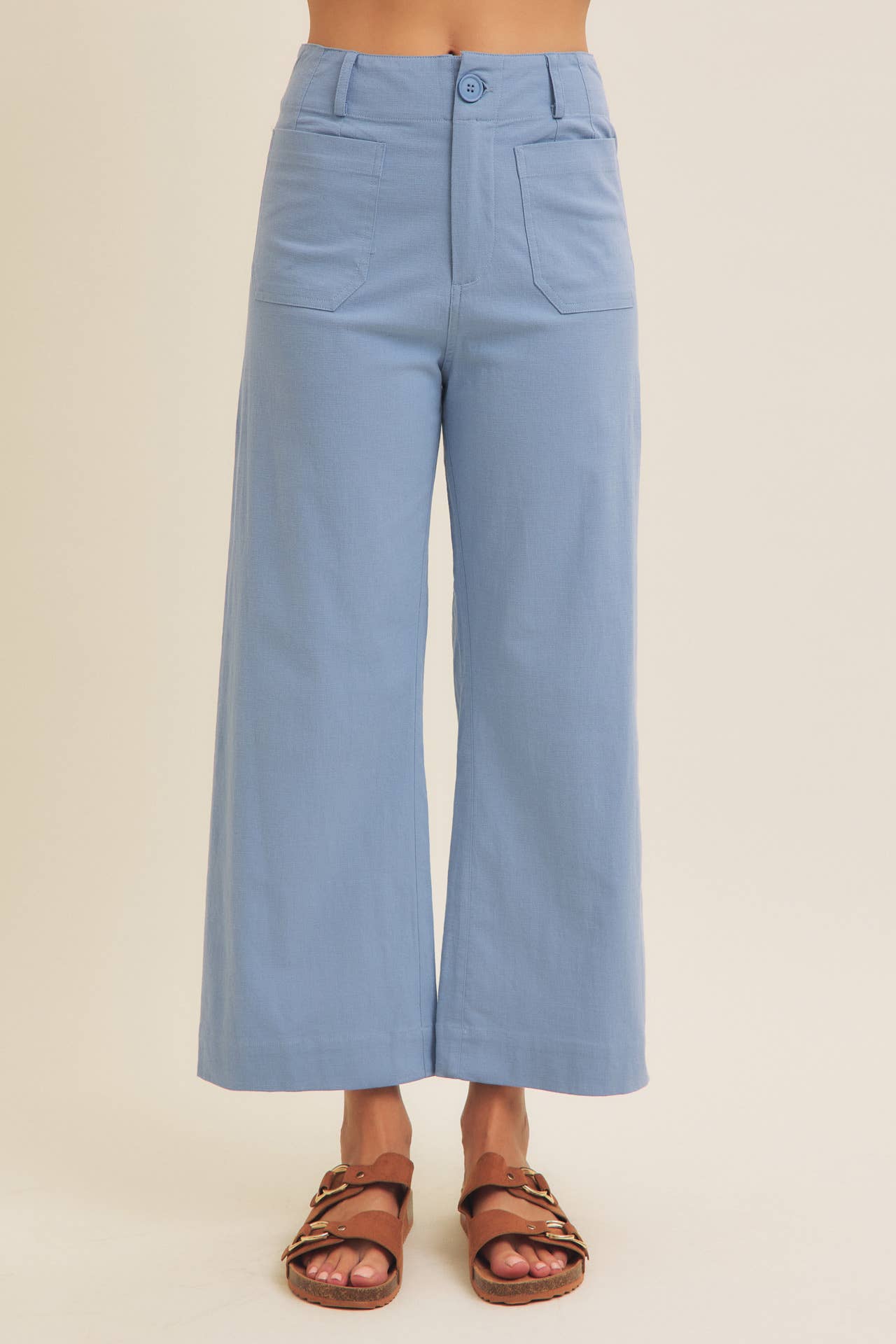 COTTON LINEN STRETCHY ANKLE-LENGTH PANTS