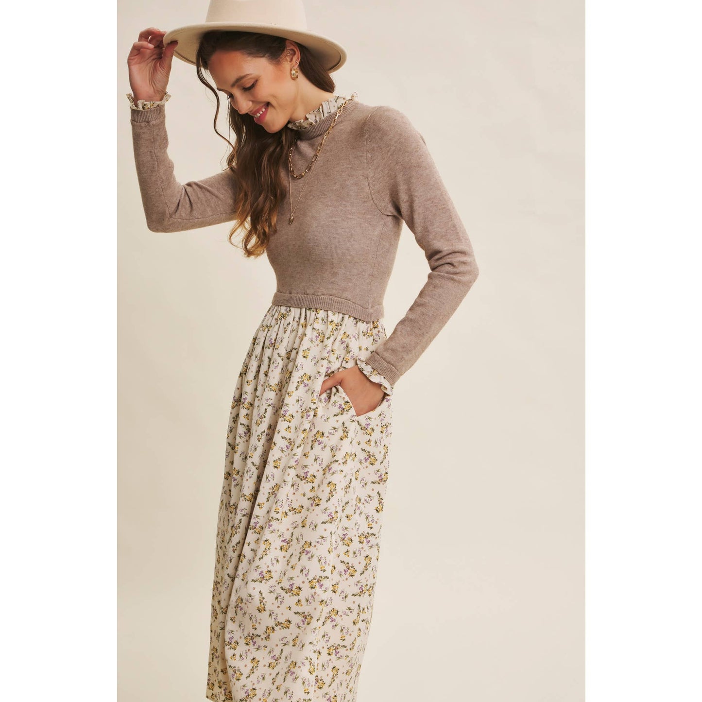 SWEET AND SOFT TO TOUCH RUFFLED TWOFER SWEATER DRESS