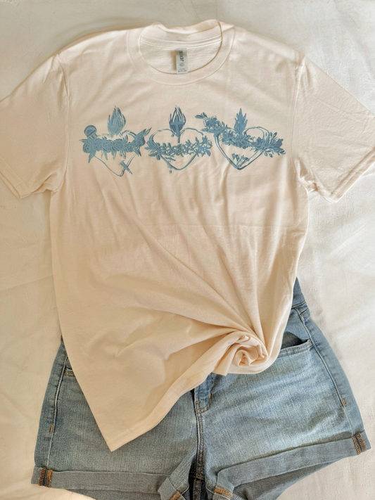 Holy Hearts in Blue Sweet Cream T-Shirt