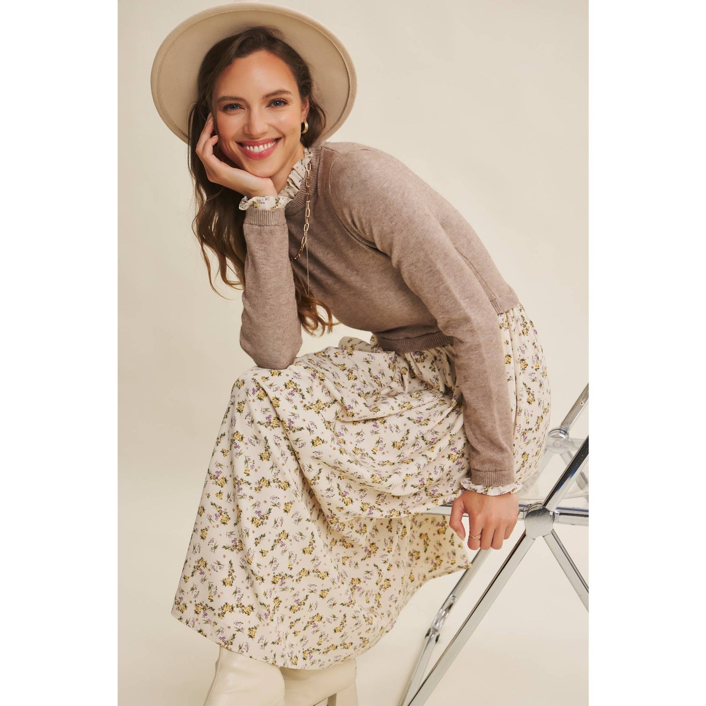 SWEET AND SOFT TO TOUCH RUFFLED TWOFER SWEATER DRESS