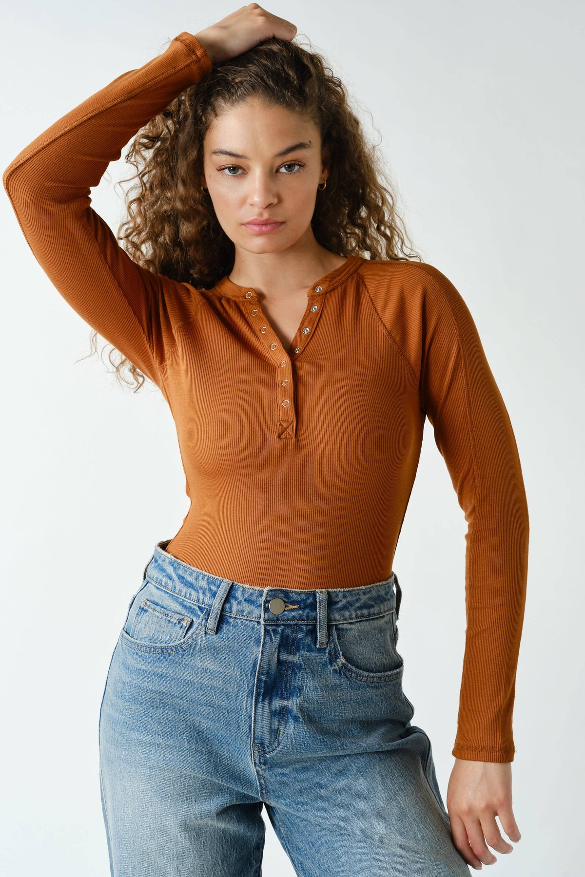Essential Long-Sleeved Micro-Ribbed Henley Top