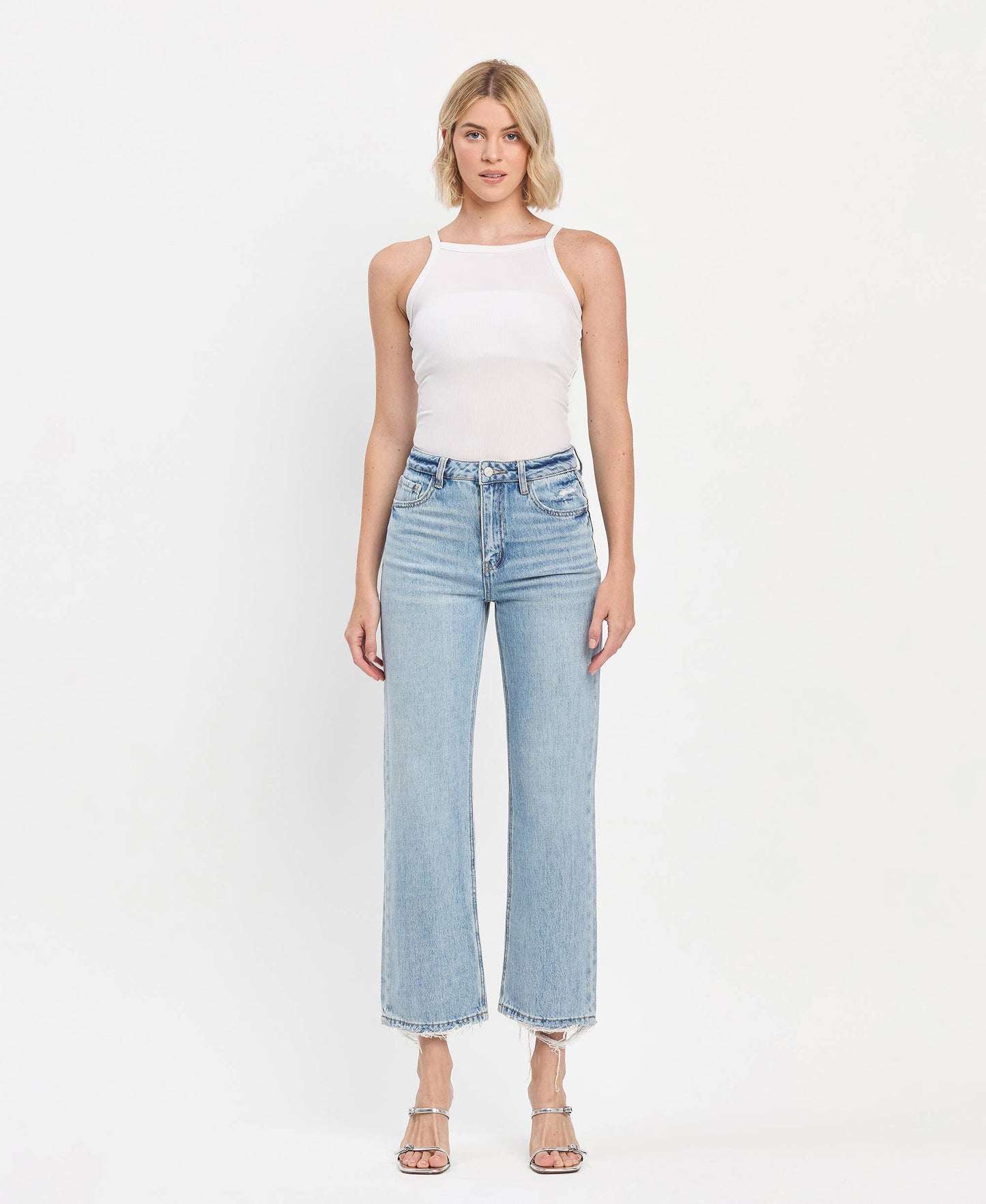 90'S SUPER HIGH RISE ANKLE SLIM WIDE JEANS