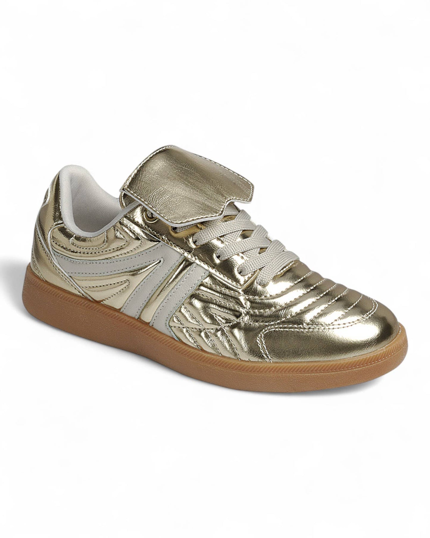Gold Lace Up Sneakers