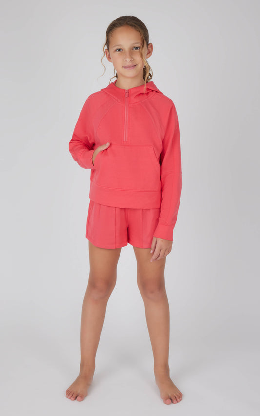 Girls Terry Brushed Half Zip Hoodie and Short - Set