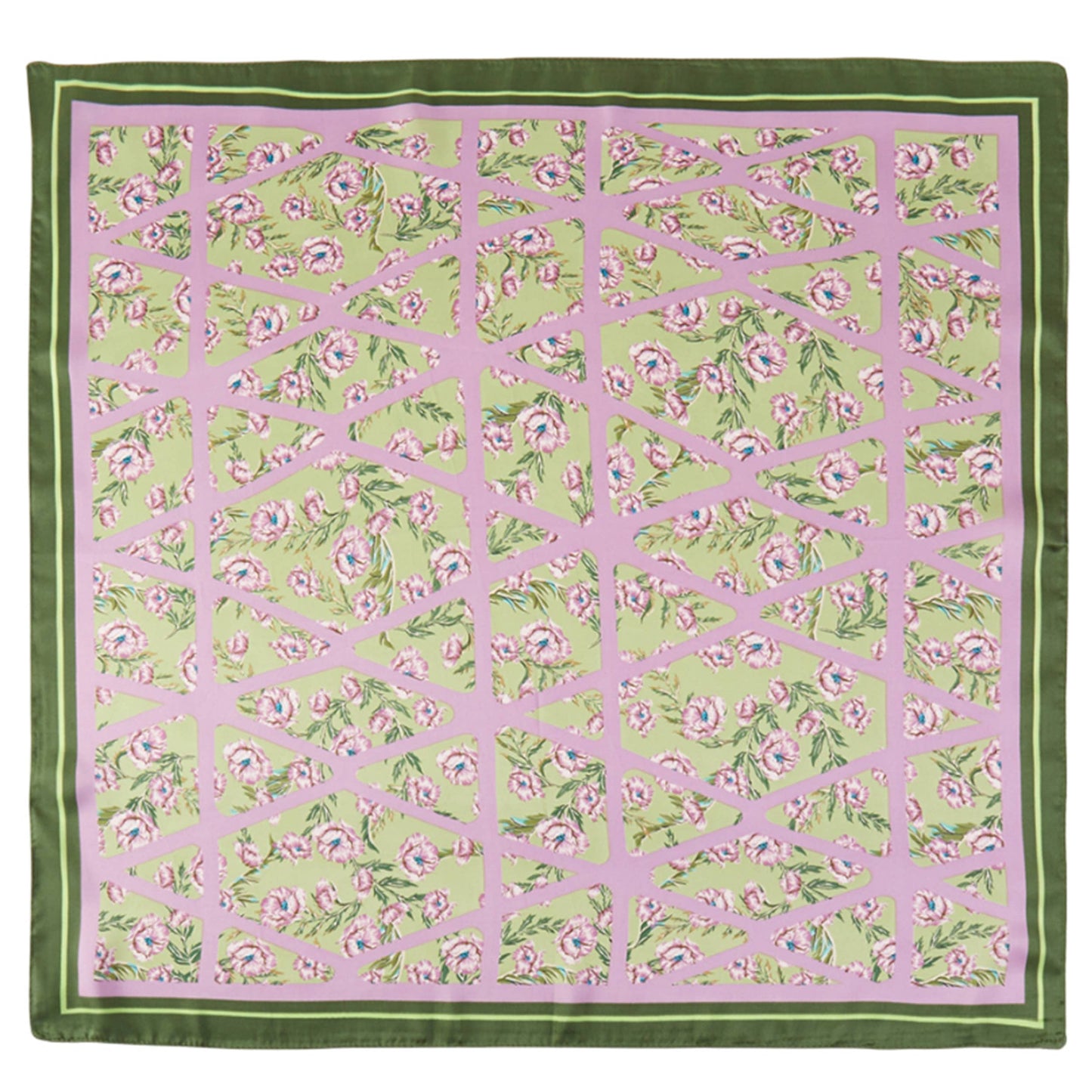 Flower with Geometric Pattern Print Bandana Scarf