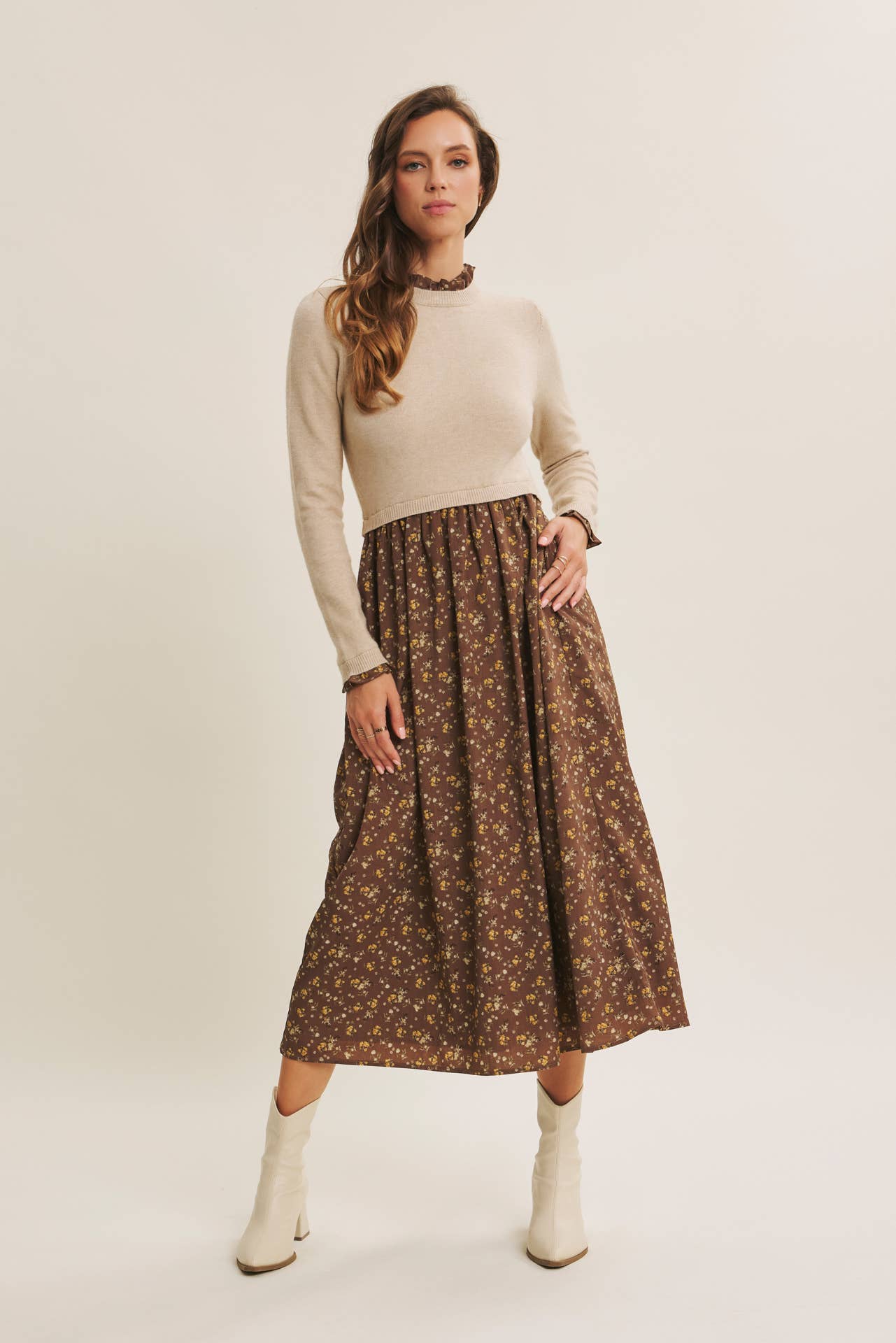 SWEET AND SOFT TO TOUCH RUFFLED TWOFER SWEATER DRESS