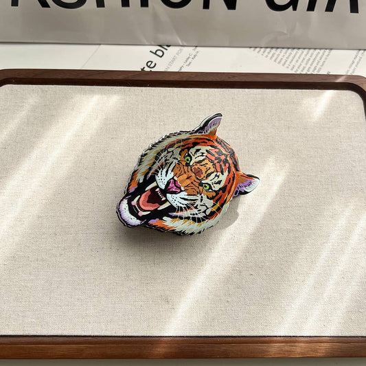 Tiger Head Print Hair Claw Clip