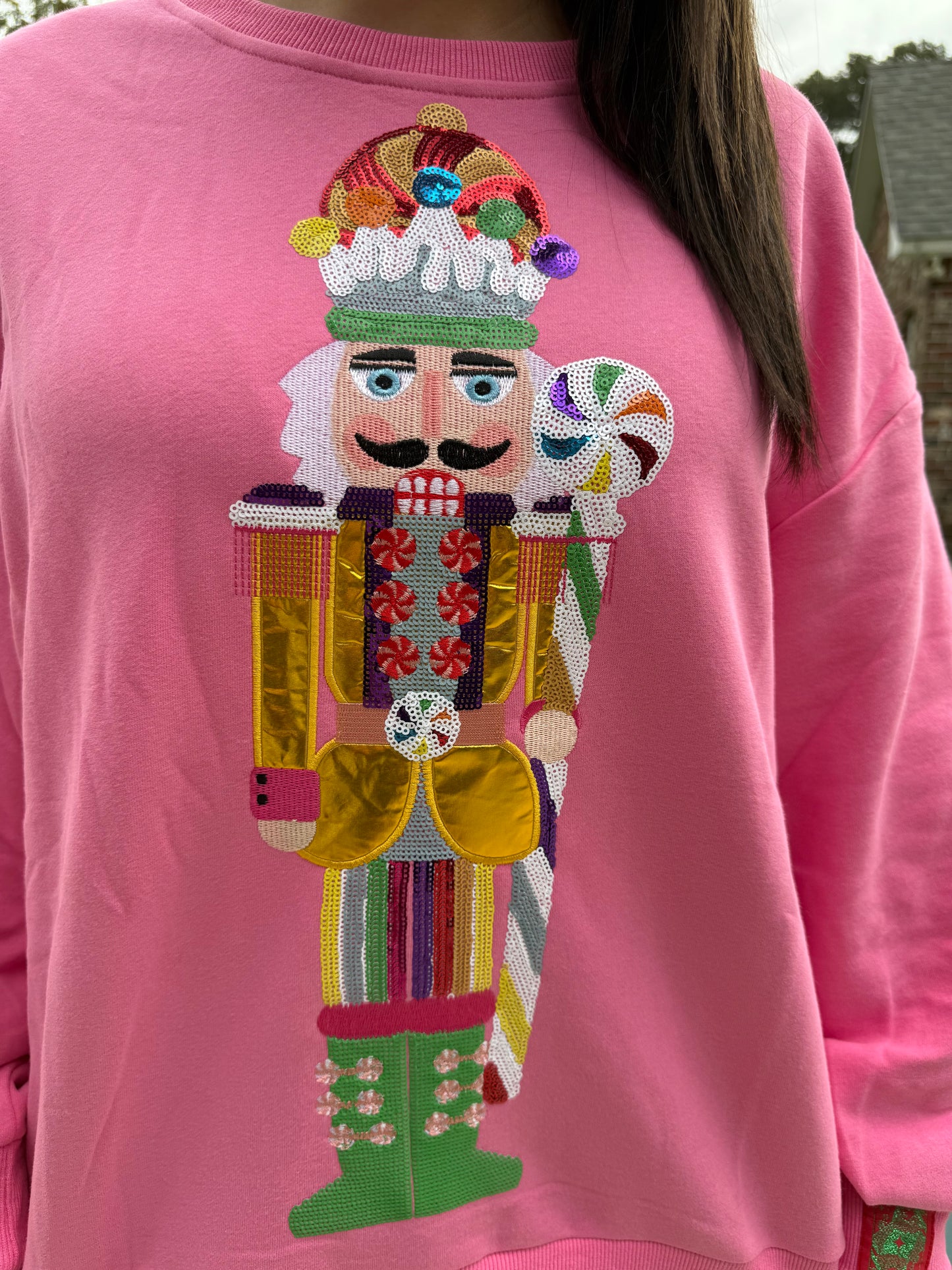QUEEN OF SPARKLES Pink Candyland Nutcracker Sweatshirt