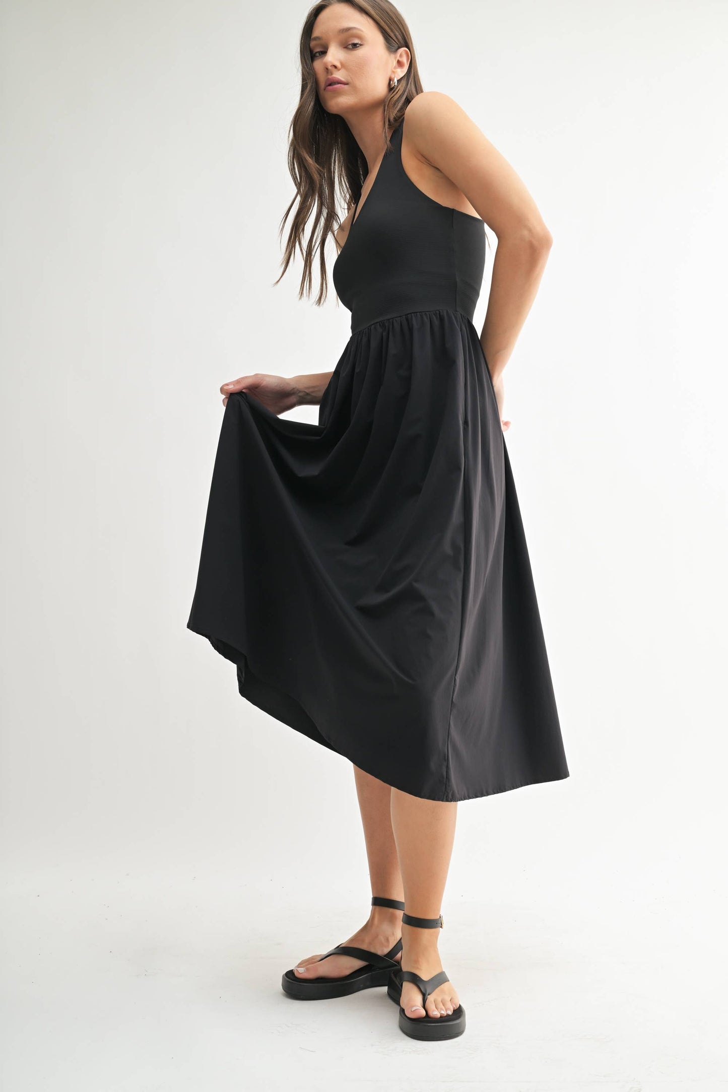 BreezeEase Rib Tank Midi Dress