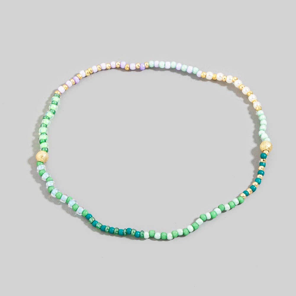 Green Tones Mini Beaded Bracelet