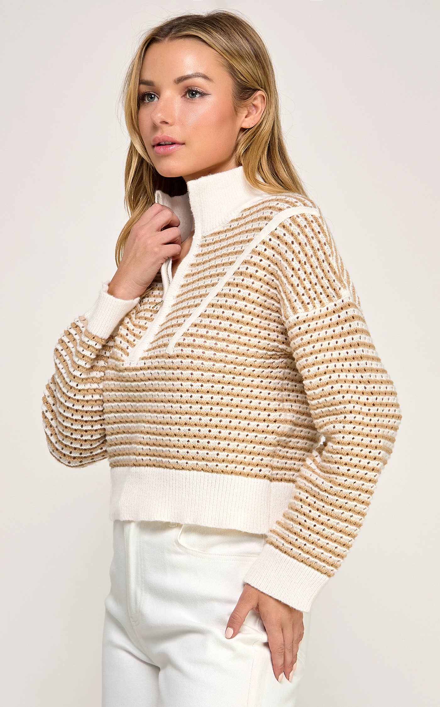 Golden Hour Stripe Half-Zip Sweater