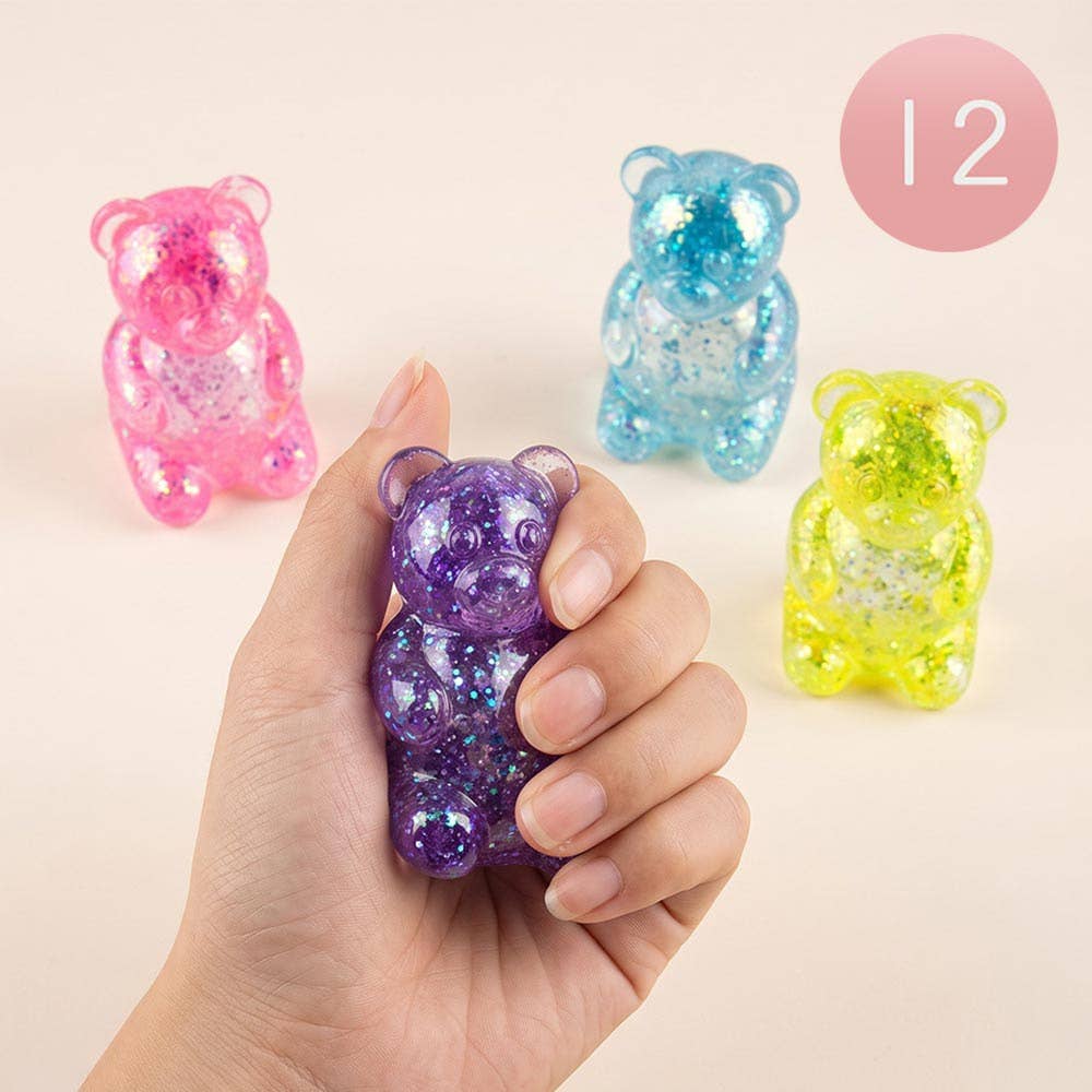 Glitter Gummy Bear Squeeze Squishy Stress Relief Toy