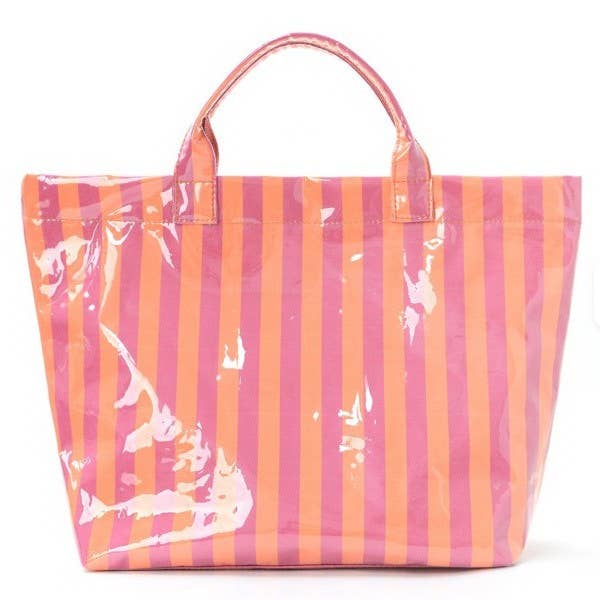 Striped Vinyl Tote Bags