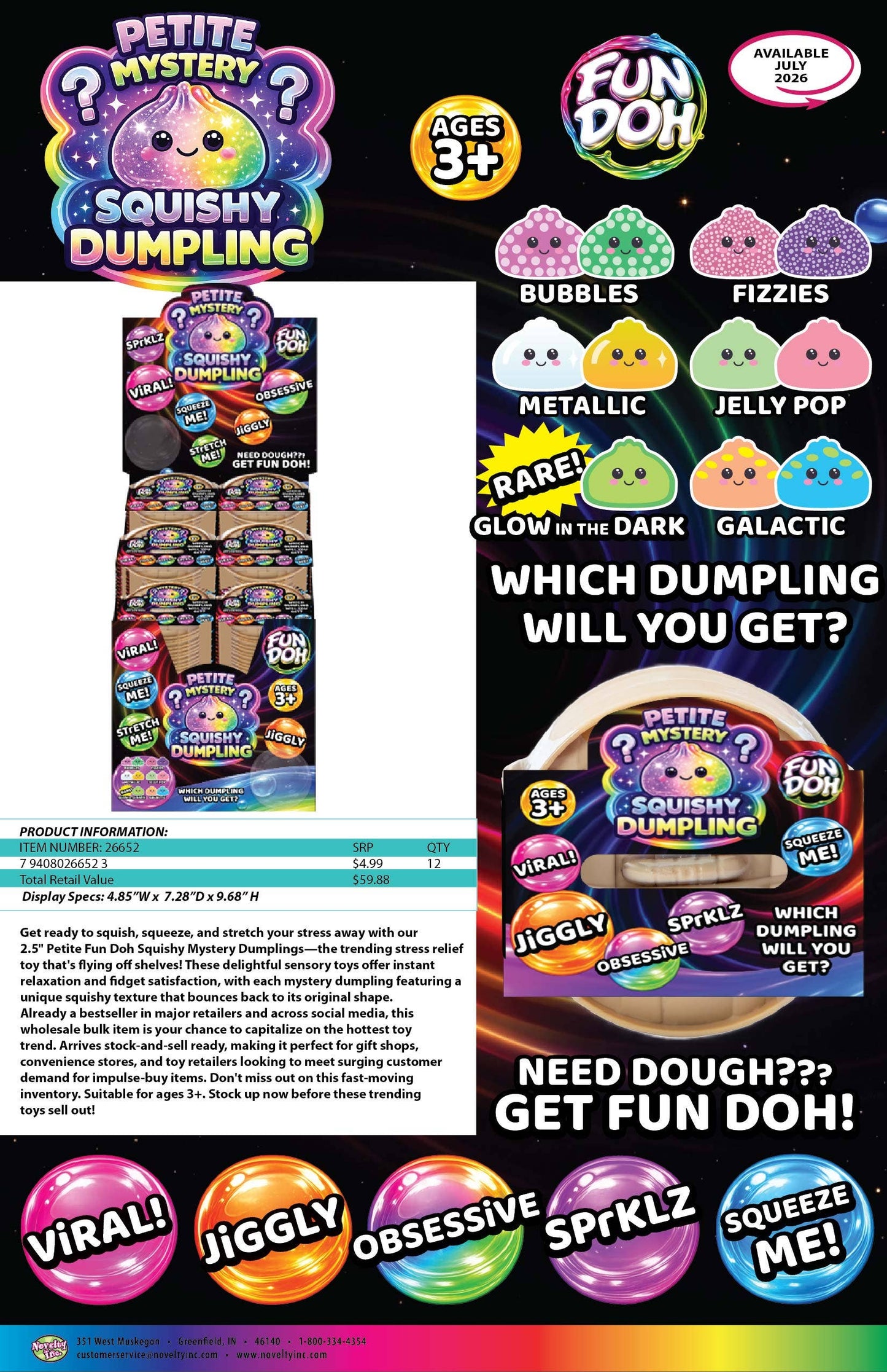 Fun Doh Petite (Mini) 2.5" Mystery Dumpling Squishy Toy