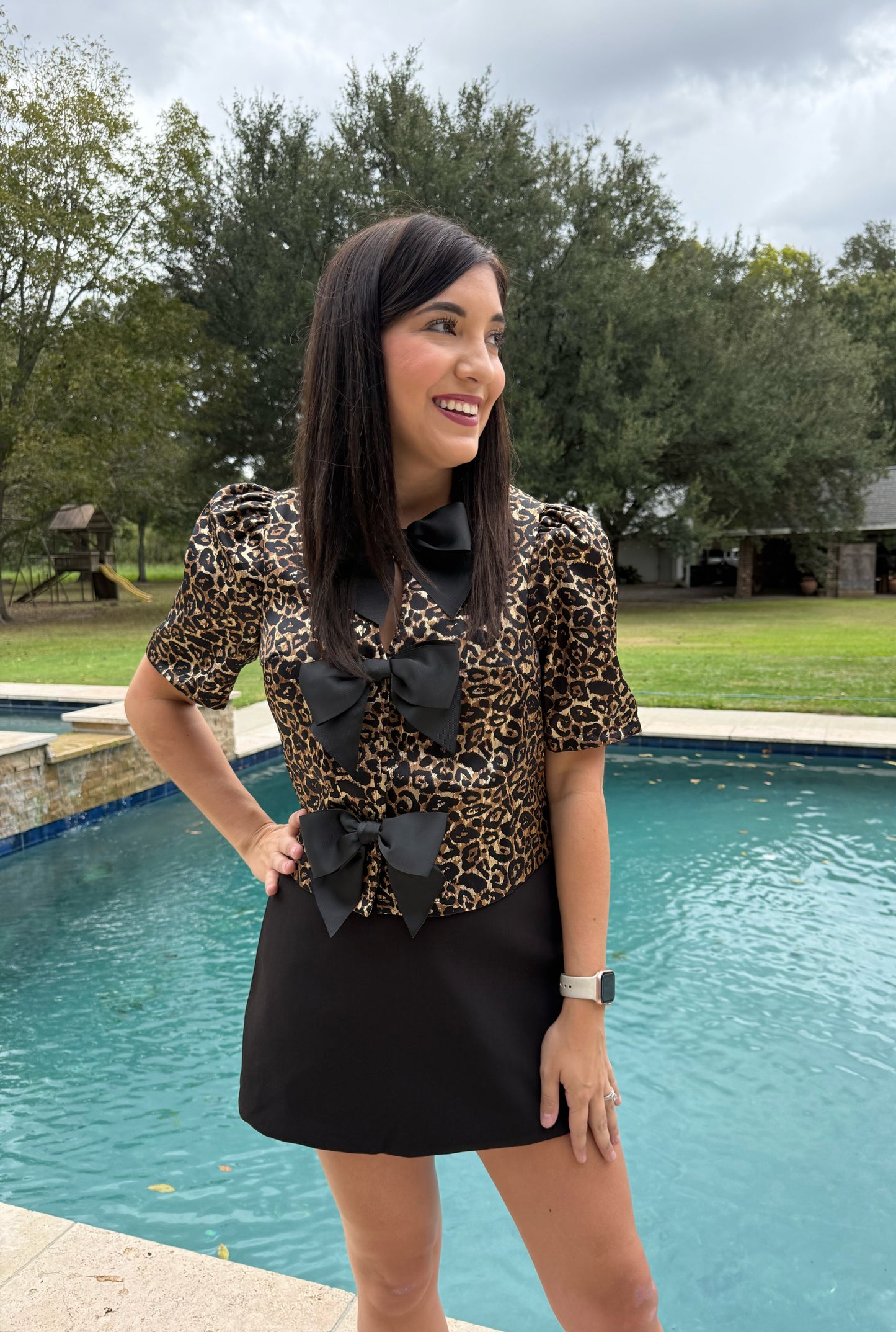 Leopard Bow Blouse