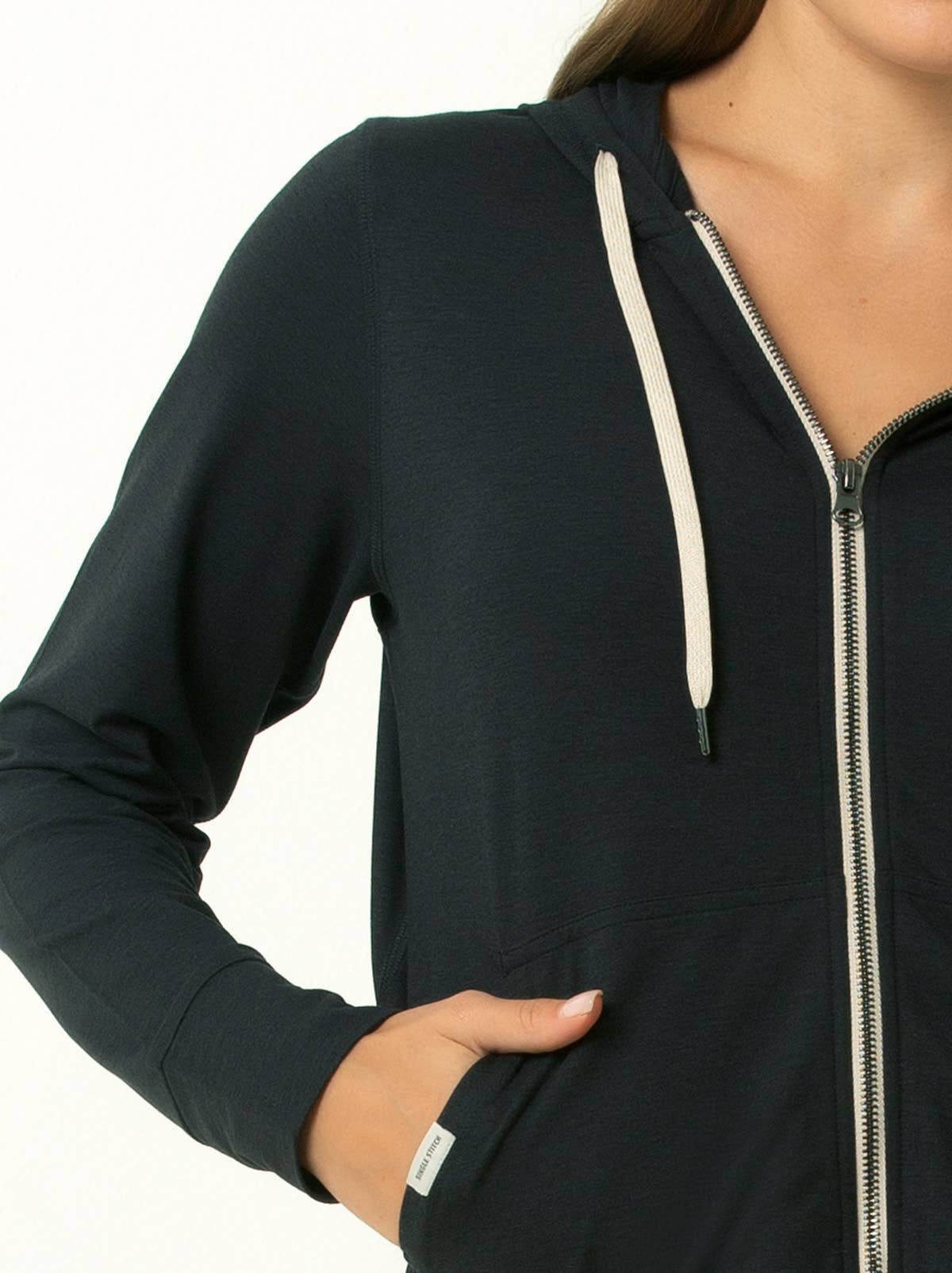 Everyday Essential Lightweight Full Zip Hoodie-Heather Black