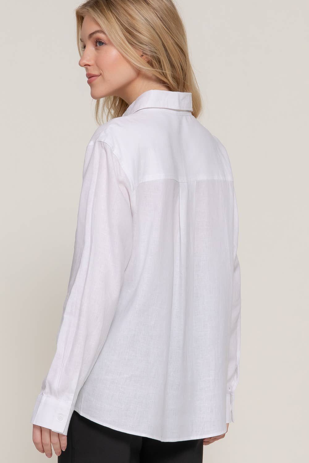 Long Sleeve Linen Blend Shirt