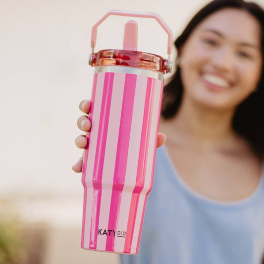 Pink and Hot Pink Striped 30 Oz Cabana Tumbler